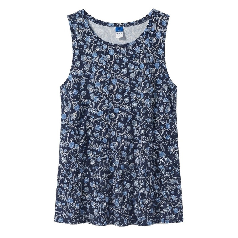 Old Navy Womens Luxe Navy Blue Floral Botanical Tank Top Blouse Large